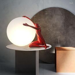 Table Lamps Post-modern Resin Creative Color Figure Sculpture Decoration El Entrance Sitting Ball Home Lamp