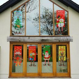 Christmas Decorations 2022 Hanging Decor Santa Tree Deer Elf Snownan Flower Ring Shaped Xmas Window Door Party Ornaments Gift 2