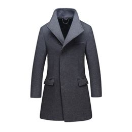 Men's Wool Blends Winter Wool Coat Men Overcoats Fashion Thick Jacket Solid Color Men Wool Blends Coat High Quality Trench Coat 220930