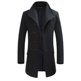 Men's Wool Blends Winter Mens Wool Coat British Style Thick Woollen Men Overcoat Single Breasted Casual Windbreaker Jacket Brand Clothing 220930