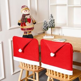 Christmas Non-woven Chair Cover Santa Claus Hat Dining Chairs Slipcovers Xmas Red Chair Back Decor for Home
