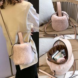 Evening Bags Designer Mini Cylinder Shaped Handbags Women 2022 Plush Bucket Fashion Ladies Crossbody Messenger Bag Party Bolsas Tote