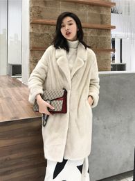 Women's Fur Women's & Faux Winter Coat Women Solid Overcoat Mink Jacket Warm Thick Fashion Loose Ladies Fluffy Long