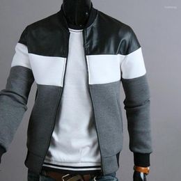 Men's Jackets Men's Trendy Coat Zipper Placket Top Men Beam Cuff Splicing Jacket Autumn