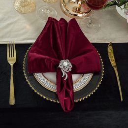 Table Napkin NP014 custom made 10pcs lot wedding 40cmx40cm burgundy dark green dusty pink gold royal blue no buckle velvet table napkin 220930