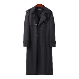 Men's Jackets British Style Trench Coat Men Autumn Winter Windbreaker Super Long Solid Mens Over the Knee Coat Business Casual Streetwear 9XL 220930