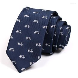 Bow Ties 2022 Men's Navy Blue 6CM Tie Autobike Print For Men Business Suit Work Neck High Quality Fashion Formal Necktie