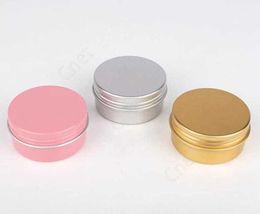 50g Metal Aluminium Bottle Tins Lip Balm Containers Empty Jars Screw Top Tin Cans White Gold Black Drop Delivery Packing Bottles 1152pcs DAC493