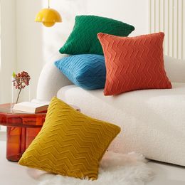 Pillow Soft Cover Yellow Green Orange Pink Ivory 45x45cm Diamond Zigzag Simple Home Decoration For Sofa Bed