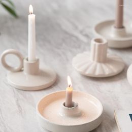 Candle Holders 2 Pieces Nordic Home Decor Ceramics Candles For Table Decoration Accessories Room Wedding