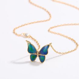 Butterfly Pendant Necklace For Women Korean Metal Chain Choker Female Simple Party Birthstone Necklaces Jewelry Gifts