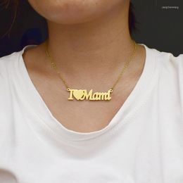 Choker I Love Mama Stainless Steel Pendant Necklace Rock Punk Fashion Women Jewellery Gift Gold Colour For Mother's Day