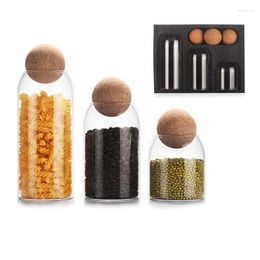 Storage Bottles Ball Cork Lead-Free Glass Jar Transparent Sealed Tank Tea Cereals Bottle Spice Can Grains Container