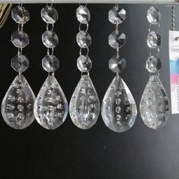 Chandelier Crystal Camal 5Pcs Clear 50mm Raindrops Dot Prisms Pendants Garland Beads Hanging Lamp Lighting Parts Home Decoration