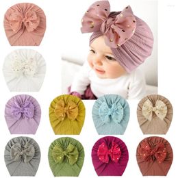 Hats Baby Hat Shiny Bowknot Boys Girls Cute Solid Colour Toddler Soft Born Infant Turban Beanies Bonnet Cap Headwraps