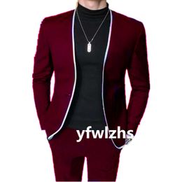 Latest Design Tuxedos Mandarin Lapel Mens Suit Two Pieces Formal Business Mens Jacket Blazer Groom Tuxedo Coat Pants 01282