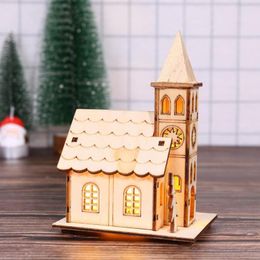 Christmas Decorations 1 Pcs Wood House Ornaments For Home Cute Luminous Creative Gifts Party Year Decoration Cabins Ne N5U1