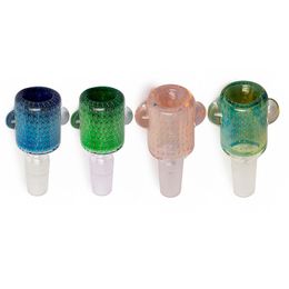 Colorful Bubble 14MM 18MM Male Joint Smoking Bowls Herb Tobacco Oil Filter Glass Bowl WaterPipe Bong Convert Non-slip Handle Hookah Down Stem Cigarette Holder Bowl