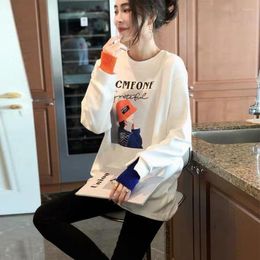 Women's T Shirts 2022 Autumn Korean Cotton T-Shirt Women Turtleneck Vintage Long Sleeve Office Lady T-shirts Printed Slim A591