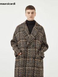 Men's Wool Blends Mauroicardi Autumn Winter Loose Colourful Stylish Warm Tweed Woollen Coat Men Double Breasted Cool Luxury Designer Clothes 220930