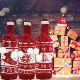 Christmas Decorations Knitted Wine Bottle Cover Tree Elk Snowflake Sweater Holiday