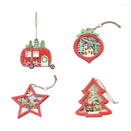 Christmas Decorations Hollow Carving Cartoon Car Bell With LED Light Pendant Xmas Tree Home Wall Hanging Year Party Ornaments Child Gift