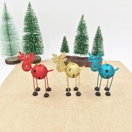 Christmas Decorations Wrought Iron Pink Long-legged Deer Pendant Desktop Ornaments Party Household Decoration Accessories 2022