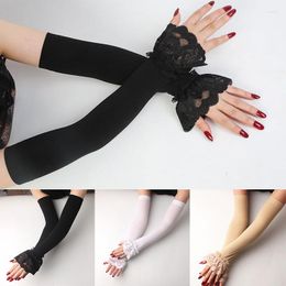 Knee Pads Sexy Lace Arm Sleeve Warmer Women Elastic Driving Gloves Ice Silk Cover Summer Sun Uv Protection Long Fingerless