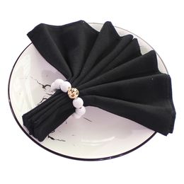 Table Napkin Serving Table Cloth Napkins Cotton Fabric Serviette Home Kitchen Tea Towels White Black for Wedding Easter Ramadan Decoration 220930