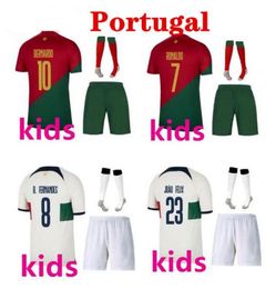 24 25 Portugal Soccer Jerseys KIDS KIT JOAO FELIX BERNARDO BRUNO RONALDO FERNANDES Portugieser 22 23 Portuguese BOYS Football Shirt