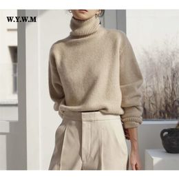 Womens Knits Tees WYWM Cashmere Elegant Turtle Neck Women Sweater Soft Knitted Basic Pullovers O Neck Loose Warm Female Knitwear Jumper 220930