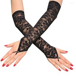 Knee Pads 1Pair Elegant Women Ultar-Thin Long Driving Gloves Summer Black Sunscreen Sexy Anti-UV Elasticity Lace Mesh