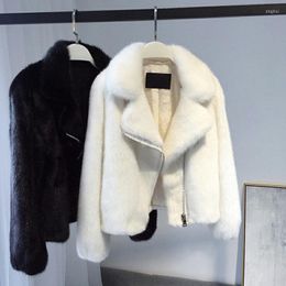 Women's Fur Women's & Faux Winter Warm Thick Mink Plush Short Jacket Women Mujer Solic Colour Zipper Outwear Coat Clothes
