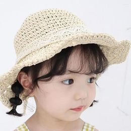 Hats Girls Sun Cap Braided Adjustable Protection Hollow Out Children Kids Dome Hat For Hiking Fashion