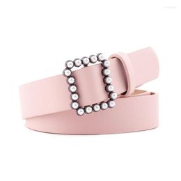 Belts Ladies Fashion Wild High-end Accessories Belt Pin Buckle Inlaid Pearl Square Decorative Tide Casual Waist Band Cinto