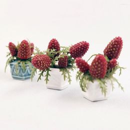 Decorative Flowers Dollhouse Green Plant Simulated Realistic Ceramic Mini Big Berry Potted Tree For Micro Landscape House Furniture Home