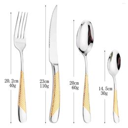 Flatware Sets 4Pcs Set 304 Stainless Steel Dinnerware Cutlery Knife Fork Spoon Kitchen Dinner Silver Home Tableware