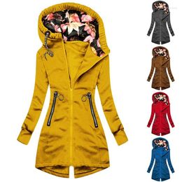 Women's Hoodies Casual Hoodie Long-Sleeved Pocket Zipper Sweatshirt Solid Colour Zip-Up Hooded Jacket Slim Ladies Long Coat