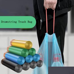 Storage Bags Dstring Garbage Storage Bag 15Pcs/Lot Stringing Thicken Kitchen Household Matic Trash Can Bin Rubbish Plastic Bag Bdebag Dhezz