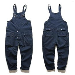 Men's Pants Vintage Multi-pocket Overalls Aesthetic Clothes Cargo Jeans Jumpsuits High Street Bib Suspender For Men Tooling Trousers