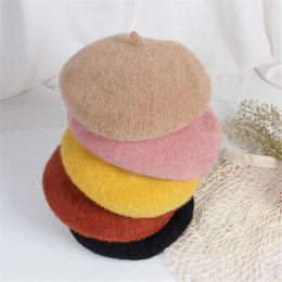 Hats 52CM Kids Beret 16 Colors Earmuffs Beanies 2-8 Years Old Boys Girls Winter Hat Bar Warm Sboy