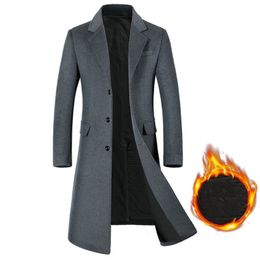 Men's Wool Blends Winter Men's Wool Coat Casual Business Long Trench Coat Fashion Thick Mens Woolen Overcoat Cold Resistant Jacket 220930