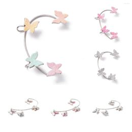 Backs Earrings Kissitty 5 Pcs Silver Plated Bling Butterfly Cuff For Women Brass Wrap Non-Piercing Jewellery Findings Gift