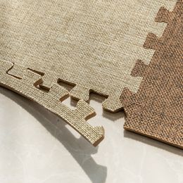 Carpet 10Pcs 30x30Cm Japanese Puzzle Mat DIY Carpet Bedroom Living Room Machine Washable Tatami Linen Puzzle Floor Mats 220930