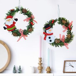 Christmas Decorations Tree Ornaments Santa Claus Elk Round Wreath Pendant Garland Decoration For Home Decor Noel