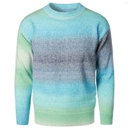 Men's Sweaters Mens Autumn And Winter Fashion Casual Knitted Wool Turtleneck Striped Stitching Sweater Jacket Top