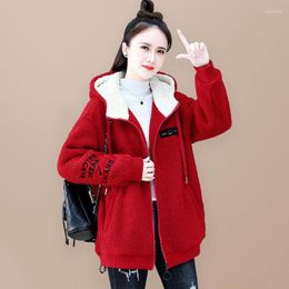 Women's Fur 2022 Winter Print Women Faux Jacket Fashion Casual Thicken Female Parkas Loose High Quality Ladies Outerwear A495