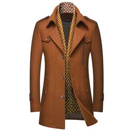 Men's Wool Blends Thoshine Brand Winter 30 Wool Men Thick Woolen Coats Lining Scarf Superior Quality Overcoats Wool Blend Jacket Outerwear Trench 220930