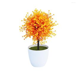 Decorative Flowers Colorful Simulation Bonsai Ornaments Light-weight Realistic Artifical Fake Plant Flower Potted For Indoor Outdoor