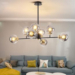 Chandeliers Vintage Industrial Style LED Chandelier For Living Room Kitchen Bedroom Glass Bulb Ceiling Pendant Lamp Nordic Lighting Fixtures